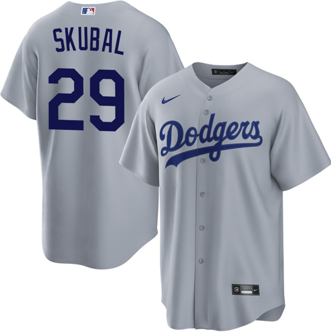 Men's Grey Los Angeles Dodgers #29 Tarik Skubal Cool Base Stitched Baseball Jersey